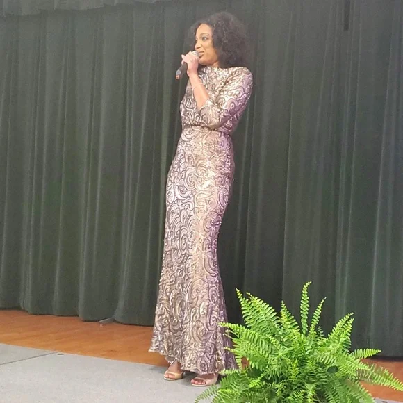Golden Formal Sequin long dress